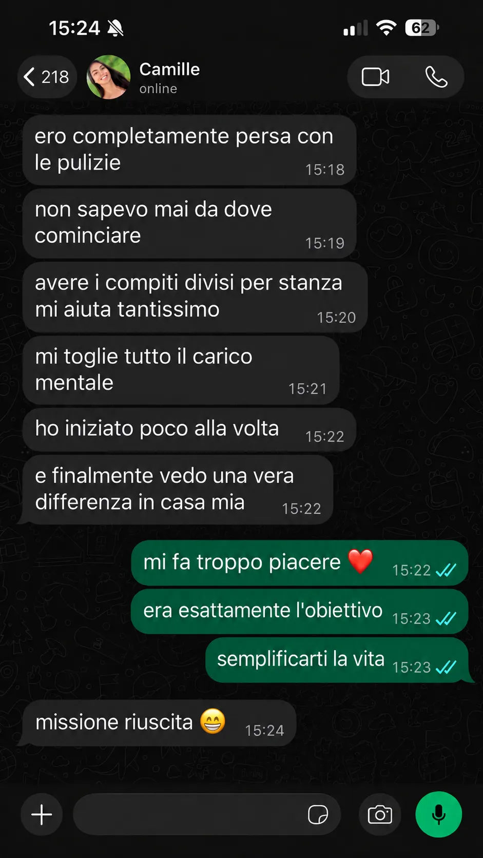 Testimonianza di una cliente